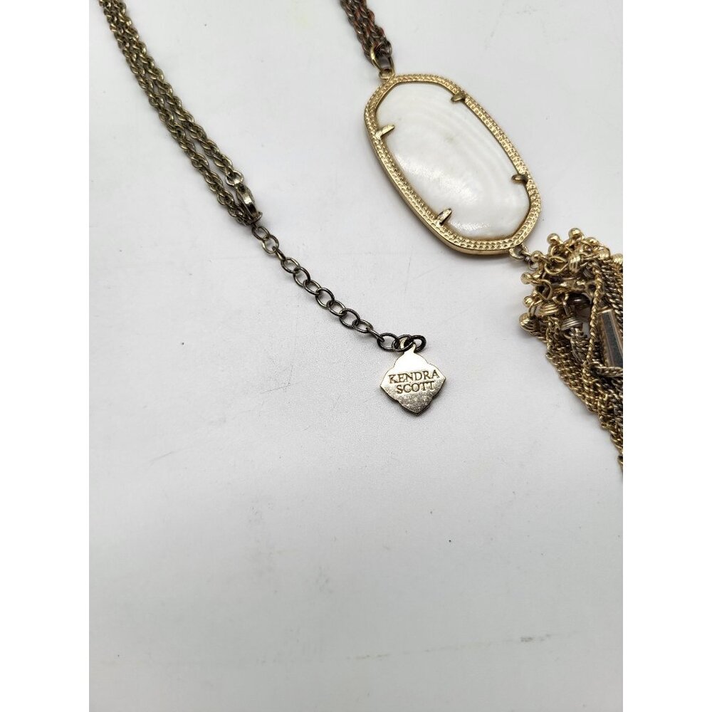 KENDRA SCOTT LONG PENDANT TASSEL NECKLACE IVORY PEARL GOLD TONE - Picture 6 of 13